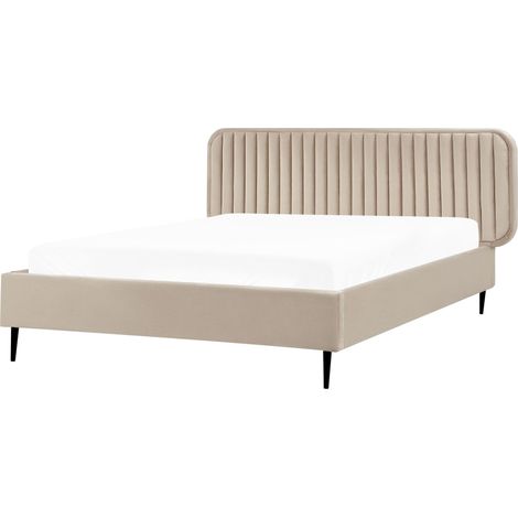 Bett mit Lattenrost Samtstoff BRIN 140 x 200 cm Taupe