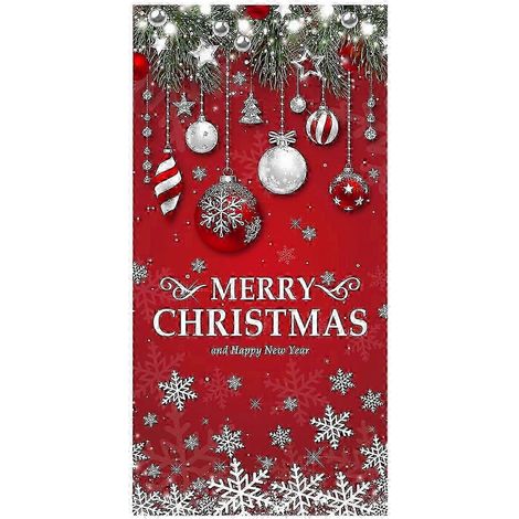 Sapin de Noël, décoration de porte rouge de Noël, couvre-porte Joyeux Noël, bannière de porte flocon de neige de Noël, décoration de porte d'entrée de Noël, maison de Noël (1/5)