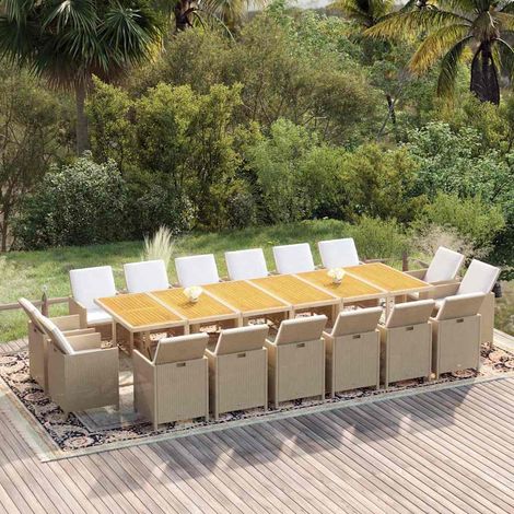 Ensemble à manger de jardin coussins 17 pcs-Salon de jardin Résine tressée Beige 714995 (1/5)