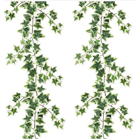 Lot de 2 guirlandes de lierre artificiel 1,8 m – Résistant aux UV, décoration murale, intérieur et extérieur, feuilles vert-blanc (1/5)