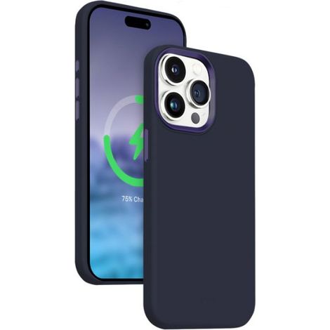 Coque iPhone - Silicone Liquide Antichoc - Compatible MagSafe - Pour iPhone 15 Pro - Bleu Marine - 1 Pièce (1/5)