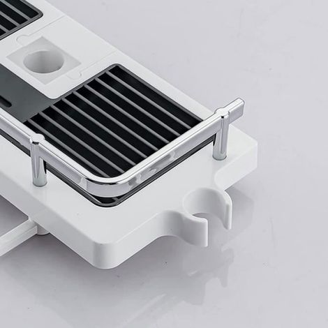 AJW-Tablette Support Douche Etagère Douche Télescopique,Etagère de Salle de Bain Aluminium Antirouille,Montage Sans Étiquette (1/4)