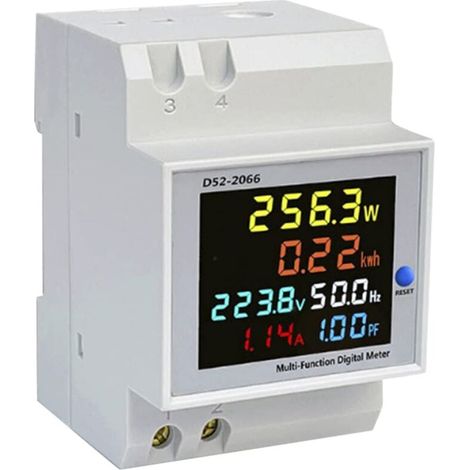 YMYNY Digitaler Energiezähler, Stromzähler, AC 40-300 V 100 A Voltmeter Amperemeter, Multifunktionales rücksetzbares Stromspannungsfaktor-Frequenz-Leistungs-DIN-Schienen-Multimeter (1/4)