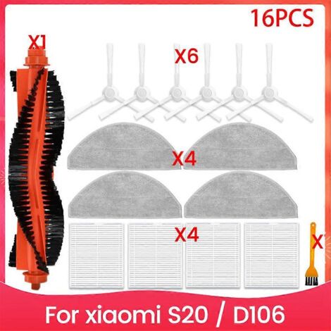 Accessoires pour aspirateur robot Xiaomi S20 / D106 : brosse latérale principale, filtre HEPA, lingette de nettoyage, sac à poussière de rechange (1/5)