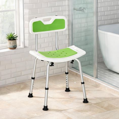 Tabouret de douche en aluminium réglable avec dossier et support (1/5)