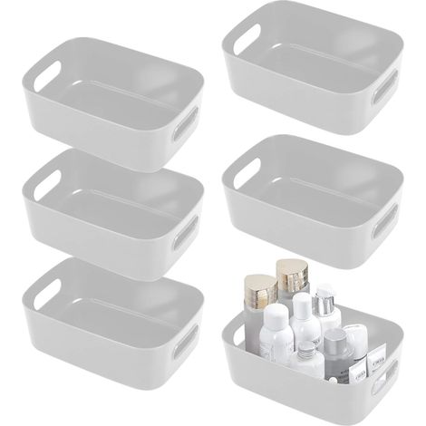 Lot de 6 Boîte Rangement Plastique Panier Rangement Boite Rangement Cuisine Panier et Boîte de Rangement Salle de Bain Caisse Rangement Plastique (1/5)