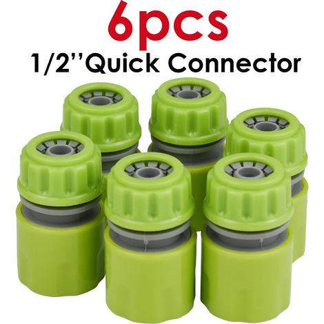 (B-6pcs-NO STOP-1/2'') 6 rallonges de tuyau d'arrosage à raccord rapide 1/2'' avec ou sans bouchon d'arrêt pour irrigation goutte à goutte, serre ou autre serre. (1/5)