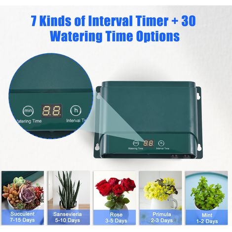 Kit de système d'irrigation goutte à goutte solaire, arrosage automatique avec 30 modes de fonctionnement et 7 minuteries. (1/4)