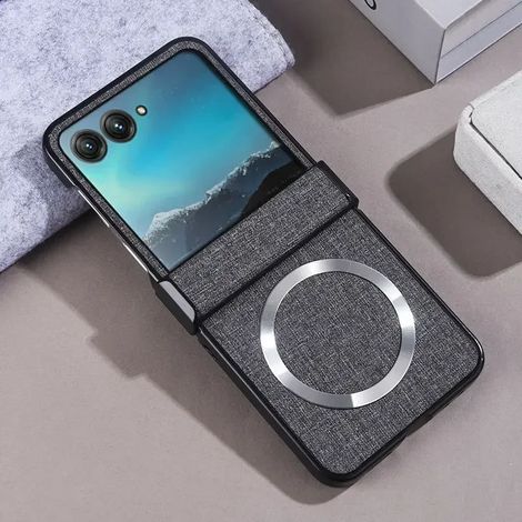 (Gris, Motorola Razr 60 Ultra) Étui de protection rigide antichoc, compatible avec la recharge sans fil magnétique MagSafe.