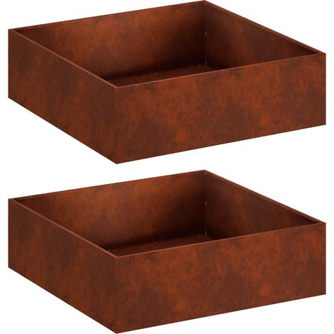 Cache-pot de jardin 2 pc Rouillé 100 x 100 x 30 cm Acier patiné vidaXL