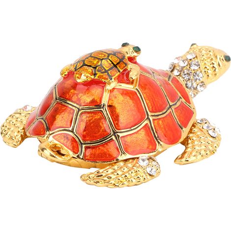 Décoration tortue en diamants brillants, statue de tortue, artisanat en métal, ornement pour la maison (orange) (1/5)
