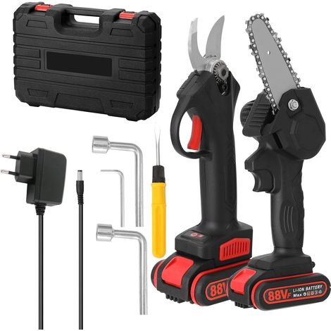 21V 30mm sans Fil sans Brosse 88VF sécateur électrique + 4 Pouces Moteur de Brosse scie à Bois Outil de Travail du Bois for Jardin verger (Color : Zwart, Size : Zwart) (1/5)