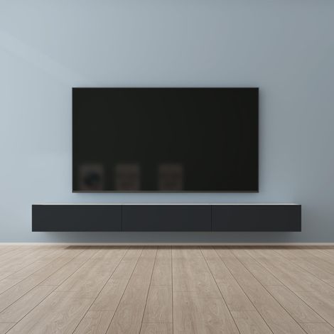 Mai & Mai Fernsehtisch Fernsehschrank TV Schrank Verdeckter Griff mit Soft-Close Lowboard Hängeschrank für Wohnzimmer in Matt Weiß + Matt Anthrazit BTH: 300x40,2x30 cm Fernsehschrank02