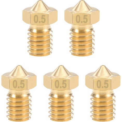 5 Stück 3D-Druckerdüse 0,5 mm Messingdüse für 1,75 mm e3d V5 – V6 Filament 3D-Drucker