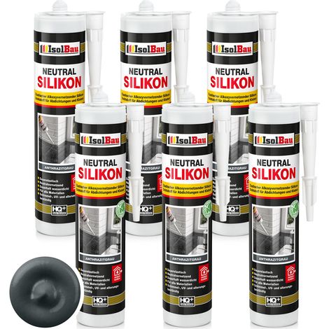 Neutralsilikon Naturstein Silikon Sanitär Marmor Inn/Auß 6 x 300ml Anthrazitgrau (1/5)