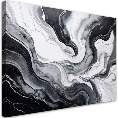 Tableau déco Abstraction marbre noir et blanc 60x40 (1/5)