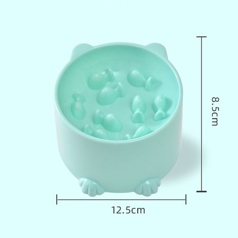 Comedero lento para gatos，Comedero anti-tragos，12,5 cm，Rompecabezas interactivo con forma de pez，Apto para comida seca y húmeda，Verde (1/2)