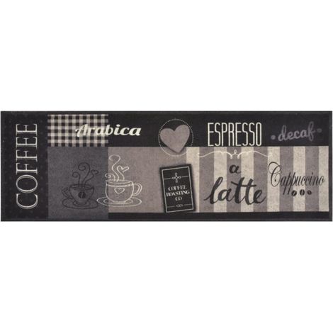 vidaXL Tapis de cuisine lavable impression café noir 60x180 cm velours