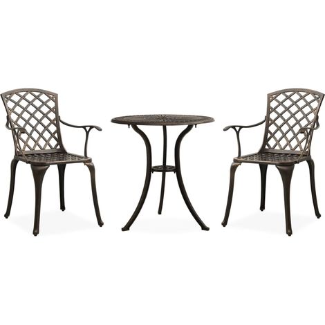 3-tlg. Bistro-Set Aluminiumguss Bronzen