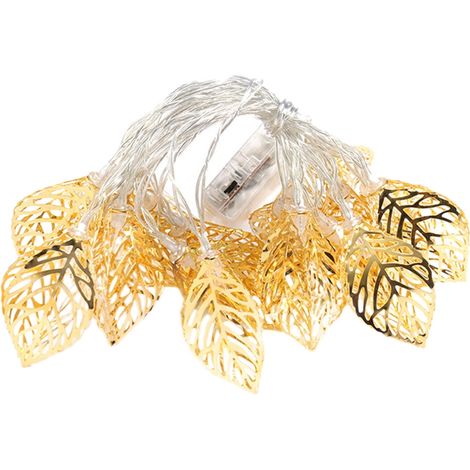 Guirlande Lumineuse Feuilles - LED Dorées - Alimentation Piles - Décoration Intérieure Extérieure - 220 cm - 1 Pièce (1/5)