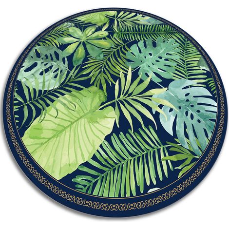 Tapis de protection de sol, Parfait pour Chambre et Salon - Feuilles tropicales - ⌀fi110 cm (1/5)