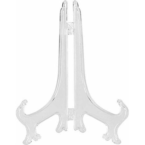 BRAVIX Transparente Kunststoff-Staffeleien oder Fotoständer, weiße faltbare Kunststoff-Tellerhalter (20 Stück), Bilderrahmen, dekorativer Präsentationsständer (17 cm) (1/5)