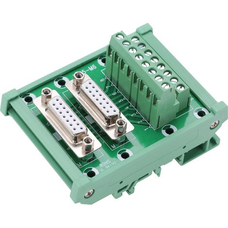 Connecteur de bornier DB15-M6 à double tête femelle pour montage sur rail DIN (1/5)