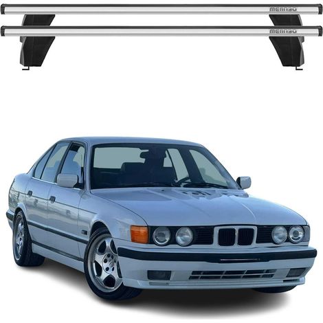 OMAC Dachträger Querträger Alu für BMW 5er E39 Limo 1995-2003 – Abschließbar – T-Nut – City-Crash-getestet – Max. 75 kg Silber (1/5)
