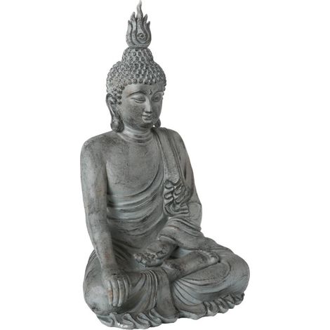 Atmosphera – Statue déco bouddha assis 106cm en sable et pierre – Couleur gris – Idéale pour décoration intérieure et extérieure (1/3)