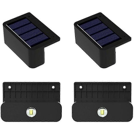 Lot de 4 lampes solaires murales LED pour escalier, clôture, porche, jardin, éclairage extérieur, lumière blanche (1/5)