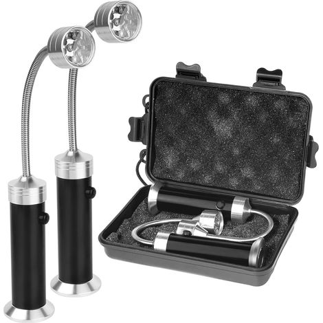 Lot de 2 Lampe Barbecue, Base Magnétique, Col Cygne 360 Degrés, Alliage Aluminium, Éclairage LED Cuisson Extérieur