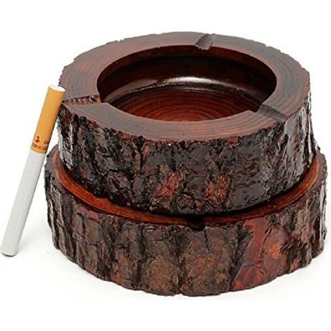 Set 3 Posacenere Corteccia Legno 10cm Con Venature Legno Tronco Orientale Arredo