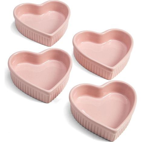 Set di stampini a forma di cuore KOWOLL, mini stampini in ceramica, adatti al forno e alla lavastoviglie, rosa (1/5)