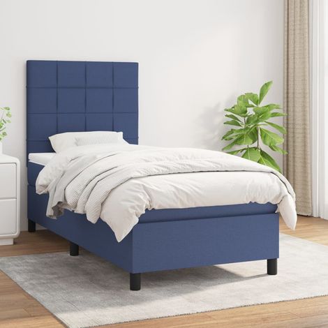 Sommier à lattes de lit avec matelas Bleu 80x200 cm Tissu (1/5)
