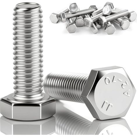 Lot de 15 vis à tête hexagonale M10 x 30 mm, en acier inoxydable A2 V2A, à six pans extérieurs, filetage complet, vis filetées pour métal, bois, plastique, aluminium, acier