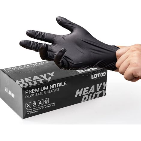 Gants Jetables en Nitrile Noirs, Gants de Cuisine, Taille XL (1/5)