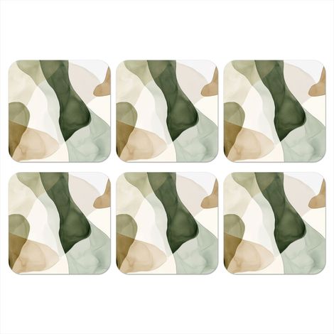 DESSOUS DE VERRE Japandi - Abstrait - Vert Lot de 6 10x10 (1/5)