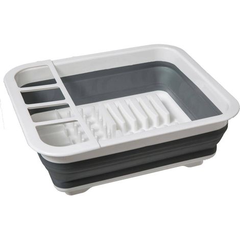 Scolapiatti pieghevole in plastica grigio/bianca (1/2)
