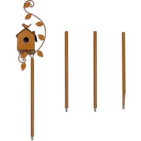 Nichoir à oiseaux sur piquet en fer forgé, support décoratif pour jardin avec fixation au sol robuste et design élégant (1/5)