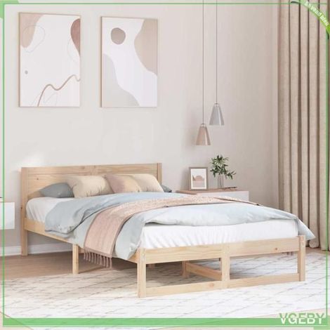 Cadre de lit - ABI - 120 x 190 cm - Pin massif - Tête de lit incluse - 2 places (1/5)