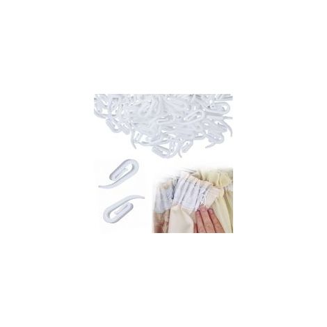 Crochet Rideau Rail, 100 PCS Clips de Rideau en Plastique Blanc de 2.8 x 1.2 cm pour Rideau de Douche, Fenêtre et PorteS