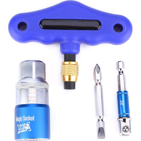 Lot de 4 clés universelles 9-21mm pour douilles, adaptateur perceuse T-Grip, embouts double tête, bleu (1/5)