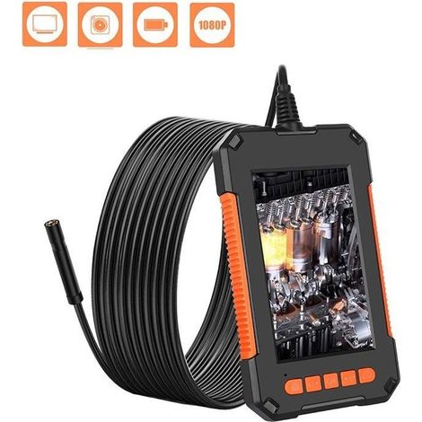 Caméra d'inspection 10M – Écran HD 4,3 pouces – 8 lumières LED étanches – Résolution 1080P pour inspection mécanique et canalisation