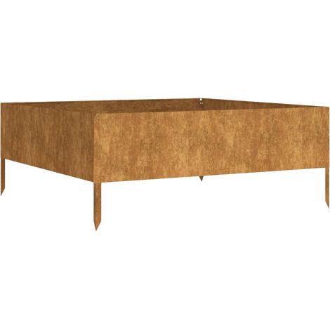 Jardinière bac lit surélevé plantes fleurs terrasse jardin de jardin 100 x 100 x 41 cm acier corten marron