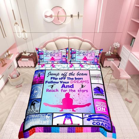 Parure de lit 2 pièces avec housse de couette ultra douce pour enfants, garçons, décoration à carreaux violets, lit simple (1/5)