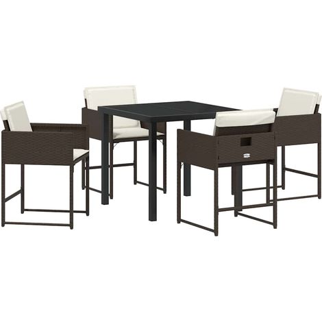 Maison Exclusive - Ensemble de salle à manger pour jardin 5 pcs Marron polyrotin (1/5)