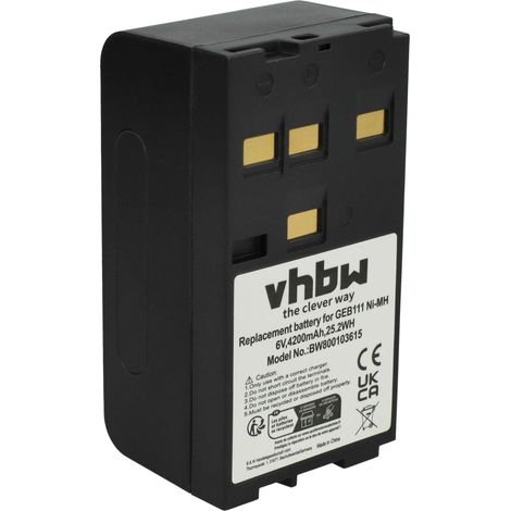 vhbw Batterie 4200mAh 6V compatible avec LEICA 400, 700, 800, DNA instruments, DNA03/10, GPS500 etc., remplacement pour 667147, 667318, GEB111, GEB121 (1/4)