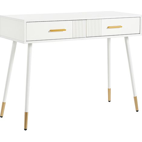 Toeletta bianca con 2 cassetti e gambe in metallo 100 x 40 x 76 cm (1/5)