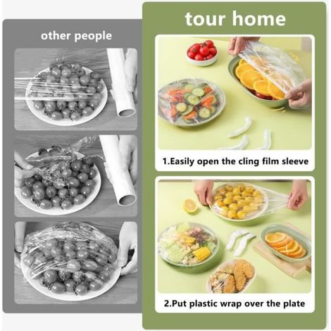 Sac De Conservation Des Aliments - Polyéthylène Alimentaire - Réutilisable - Pour Assiettes Et Bols 10 À 28 Cm - 300 Pièces (1/4)