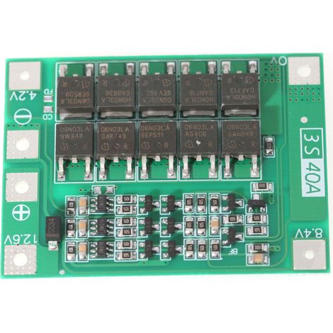 Carte de protection améliorée pour cellules Li-ion 3S 40A, avec circuit intégré BMS, pour moteur de perceuse. (1/5)